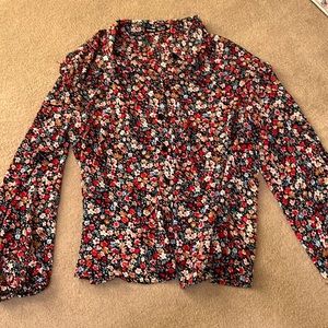 Floral sheer flowy button down